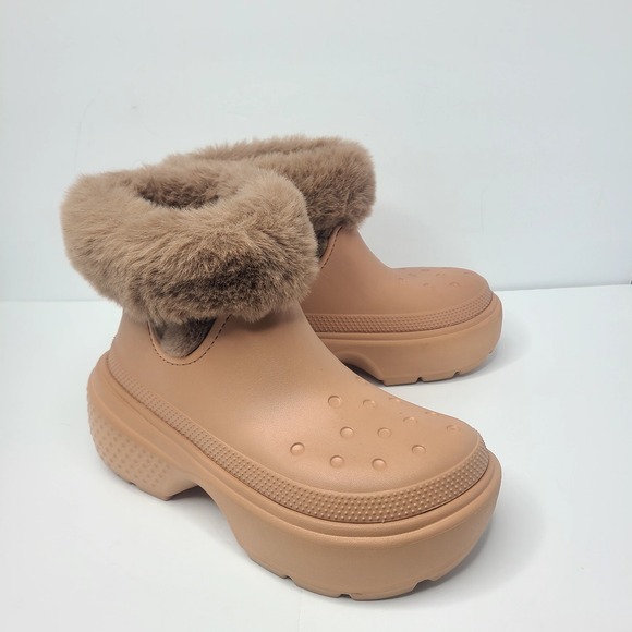 CROCS Shoes - Crocs Stomp Faux Fur Lined Platform Boots Cork Women's 10 Chunky Unisex